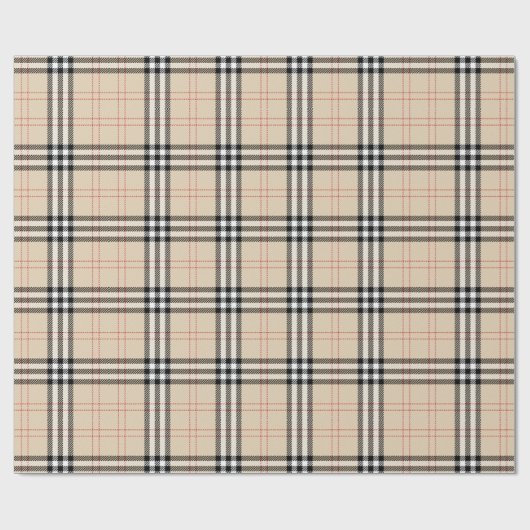  Beige Plaid Tartan Cadeaupapier (Vlak)