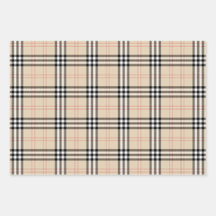 Beige Plaid Tartan Inpakpapier Vel