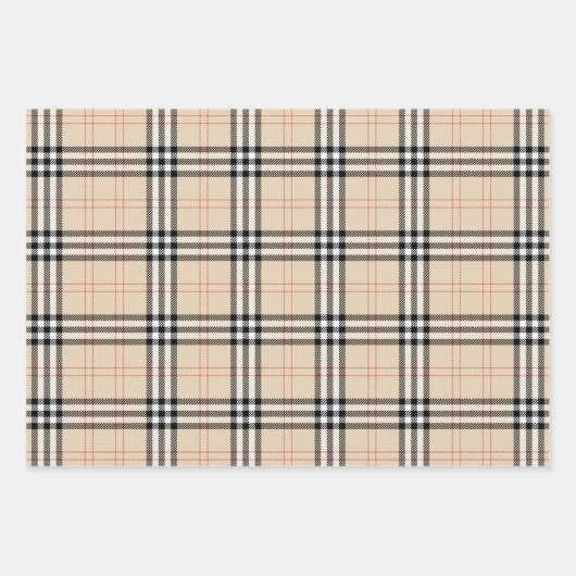 Beige Plaid Tartan Inpakpapier Vel (Voorkant)