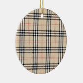  Beige Plaid Tartan Keramisch Ornament (Rechts)