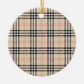  Beige Plaid Tartan Keramisch Ornament (Voorkant)