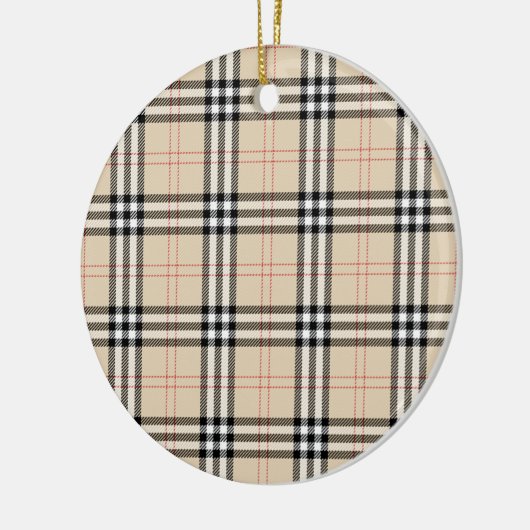  Beige Plaid Tartan Keramisch Ornament (Links)