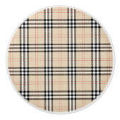  Beige Plaid Tartan Keramische Knop (Voorkant)