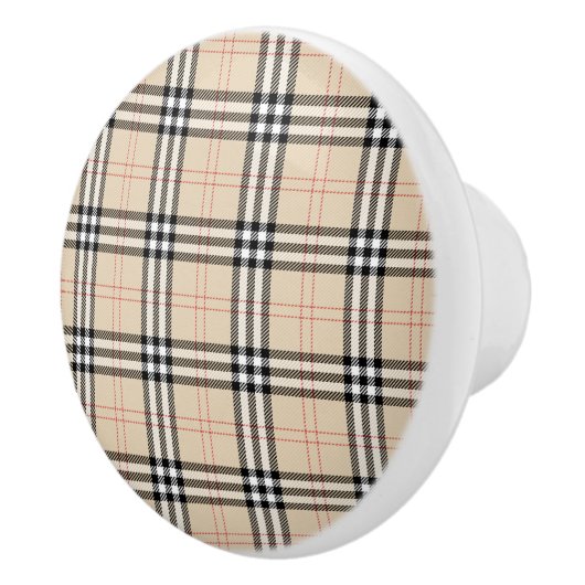 Beige Plaid Tartan Keramische Knop (Rechts)