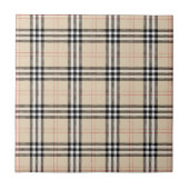  Beige Plaid Tartan Tegeltje (Voorkant)