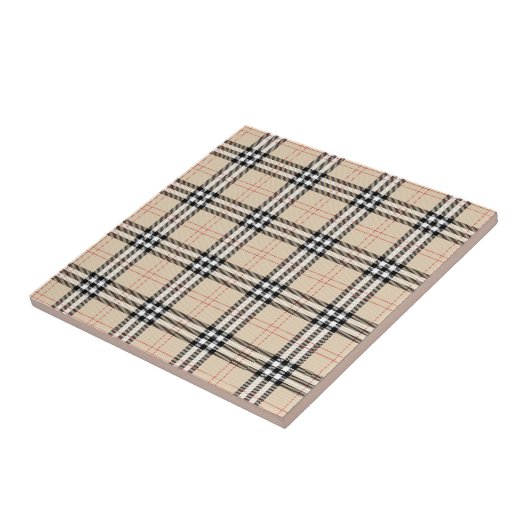  Beige Plaid Tartan Tegeltje (Zijkant)