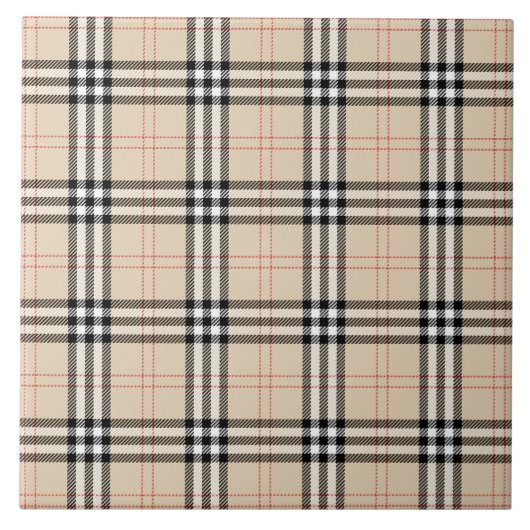  Beige Plaid Tartan Tegeltje (Voorkant)