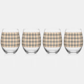  Beige Plaid Tartan Wijnglas Zonder Voet (Voorkant)