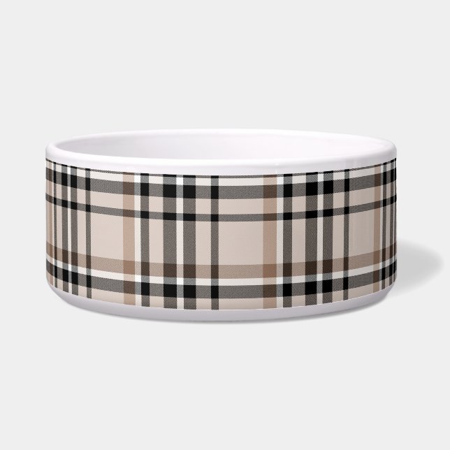 Beige Plaid  Voerbakje (Voorkant)