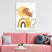 Beige Plant Abstract Boho Canvas Afdruk (Insitu (Woonkamer))