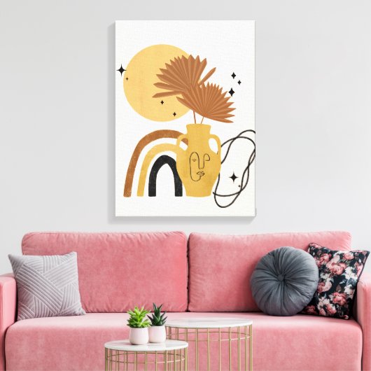 Beige Plant Abstract Boho Canvas Afdruk (Insitu (Woonkamer))