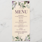 Beige Plum Floral Wedding Menu (Voorkant)