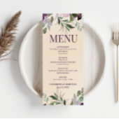 Beige Plum Floral Wedding Menu