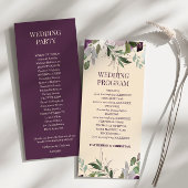 Beige Plum Floral Wedding Programme Programmakaart