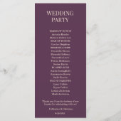 Beige Plum Floral Wedding Programme Programmakaart (Achterkant)