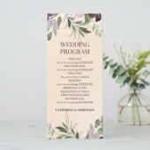 Beige Plum Floral Wedding Programme Programmakaart (Staand voorkant)