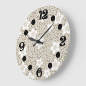 Beige polka dot retro met sterren en bloemen grote klok (Hoek)