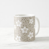 Beige polka dot retro met sterren en bloemen koffiemok (Voorkant rechts)