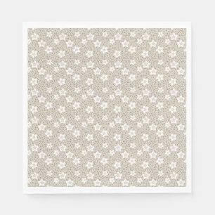 Beige polka dot retro met sterren en bloemen servet