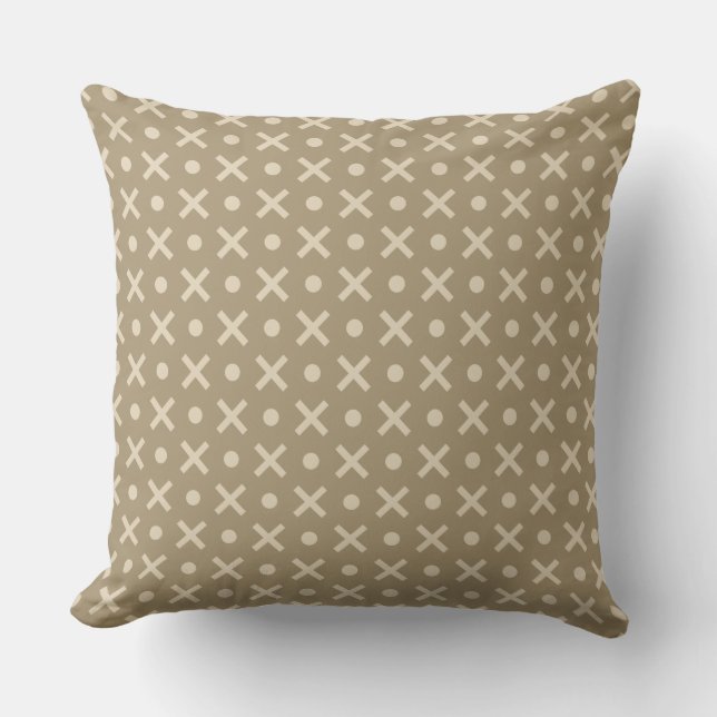 Beige Polka Dots & Crosses Geometric Pattern Kussen (Voorkant)