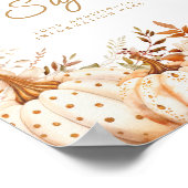 Beige Pompoen en Bloemen Baby shower Tafeltekens Poster (Hoek)