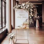 Beige pompoen en bloemen Baby shower welkomstbord Poster