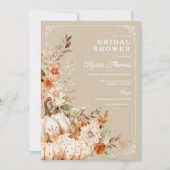 Beige Pompoen en Bloemen Vrijgezellenfeest Kaart (Voorkant)