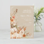 Beige Pompoen en Bloemen Vrijgezellenfeest Kaart (Staand voorkant)