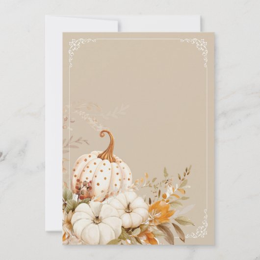 Beige Pompoen en Bloemen Vrijgezellenfeest Kaart (Achterkant)