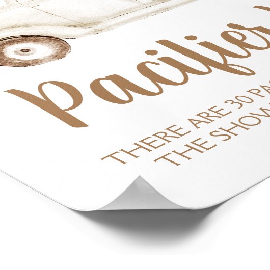 Beige Pompoen Fopspeen Hunt Baby shower Spel Poster (Hoek)