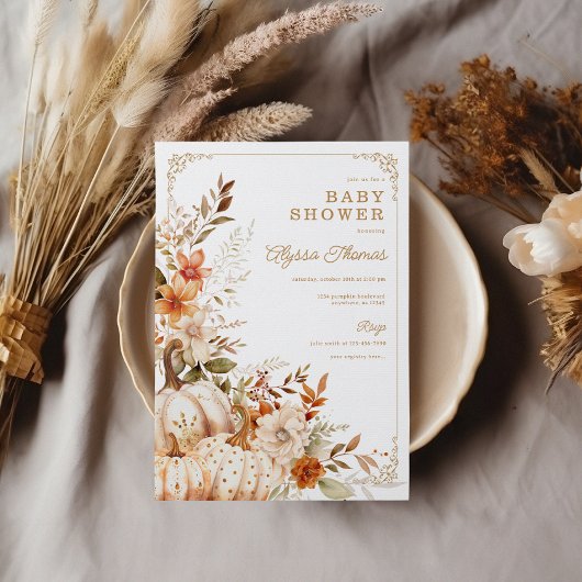 Beige Pompoen Genderneutraal Baby shower Kaart