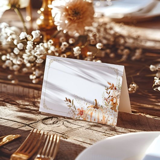 Beige Pompoen Genderneutraal Baby shower Plaatskaartje