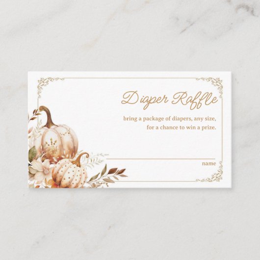 Beige Pompoen Geslacht Neutrale Luier Raffle Informatiekaartje (Voorkant)
