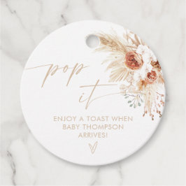 Beige Pop als ze Boho Pampas Grass Pop Bedankjes Labels