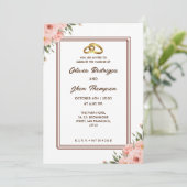 Beige prachtige esthetische bloemen moderne bruilo kaart (Staand voorkant)