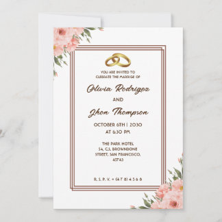 Beige prachtige esthetische bloemen moderne bruilo kaart