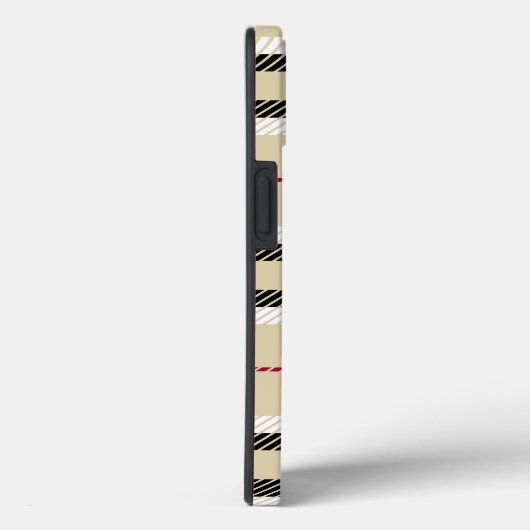 Beige Preppy Plaid Mode Monogram Gepersonaliseerd Case-Mate iPhone Case (Achterkant / Rechts)