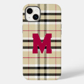 Beige Preppy Plaid Mode Monogram Gepersonaliseerd Case-Mate iPhone Case (Achterkant)