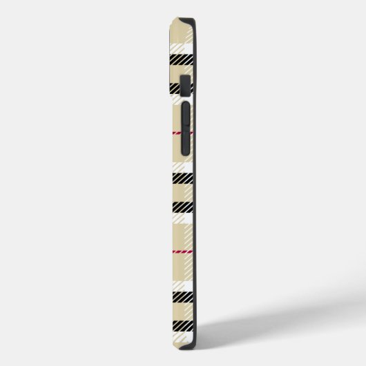 Beige Preppy Plaid Mode Monogram Gepersonaliseerd Case-Mate iPhone Case (Achterkant / Links)