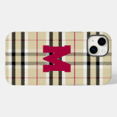 Beige Preppy Plaid Mode Monogram Gepersonaliseerd Case-Mate iPhone Case (Achterkant (horizontaal))