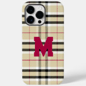 Beige Preppy Plaid Mode Monogram Gepersonaliseerd Case-Mate iPhone Case (Achterkant)