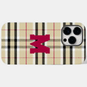Beige Preppy Plaid Mode Monogram Gepersonaliseerd Case-Mate iPhone Case (Achterkant (horizontaal))