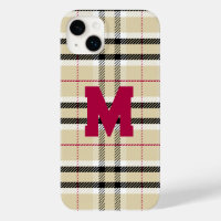 Beige Preppy Plaid Mode Monogram Gepersonaliseerd