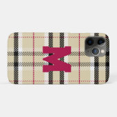 Beige Preppy Plaid Mode Monogram Gepersonaliseerd Case-Mate iPhone Case (Achterkant (horizontaal))