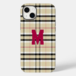 Beige Preppy Plaid Mode Monogram Gepersonaliseerd