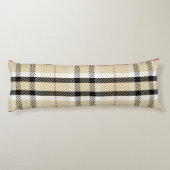Beige Preppy Plaid Mode Monogram Gepersonaliseerd Lichaamskussen (Achterkant)