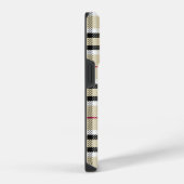 Beige Preppy Plaid Mode Monogram Persoonlijk iPhone Hoesje (Rechterkant)