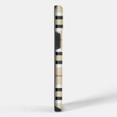 Beige Preppy Plaid Mode Monogram Persoonlijk iPhone Hoesje (Rechterkant)