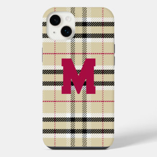 Beige Preppy Plaid Mode Monogram Persoonlijk