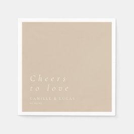 Beige proost van de liefde gepersonaliseerde bruil servet